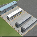 Outdoor Parking Lot With Multiple Buses Properly Parked In Designated Spaces