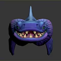 Vibrant Mythical Sea Creature 3D Model With Blue Purple Shiny Scales And Spiked Tail