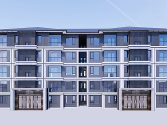 Modern townhouse villa architecture 3d model