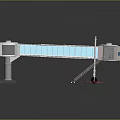 Industrial Machinery Structure With White Main Body Blue Panels Circular Tops Connecting Platform And Ladder