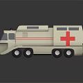 White Ambulance Vehicle With Red Cross Stripes Windows And Wheels Design