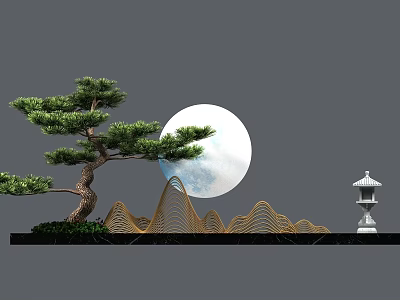Yingke Pine Gardening Sick Moon Mountain Art Device 3d model Yingke Pine Gardening Sick Moon Mountain Art Device 3d model
