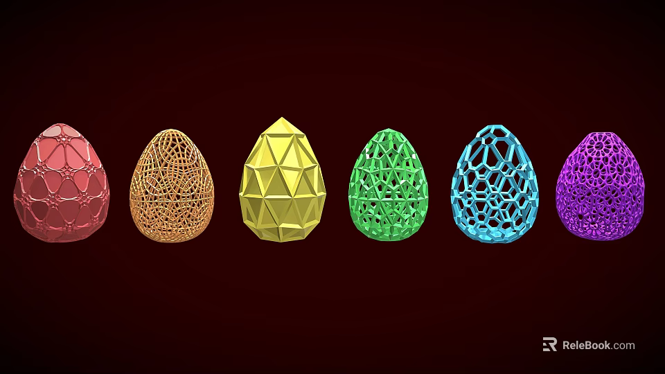 Children Decorative Colorful Hollow Eggs With Intricate Patterns For Easter Activities 3d model 