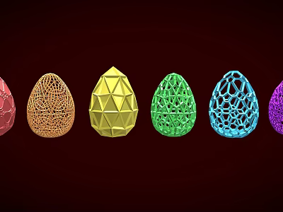 Children Decorative Colorful Hollow Eggs With Intricate Patterns For Easter Activities 3d model