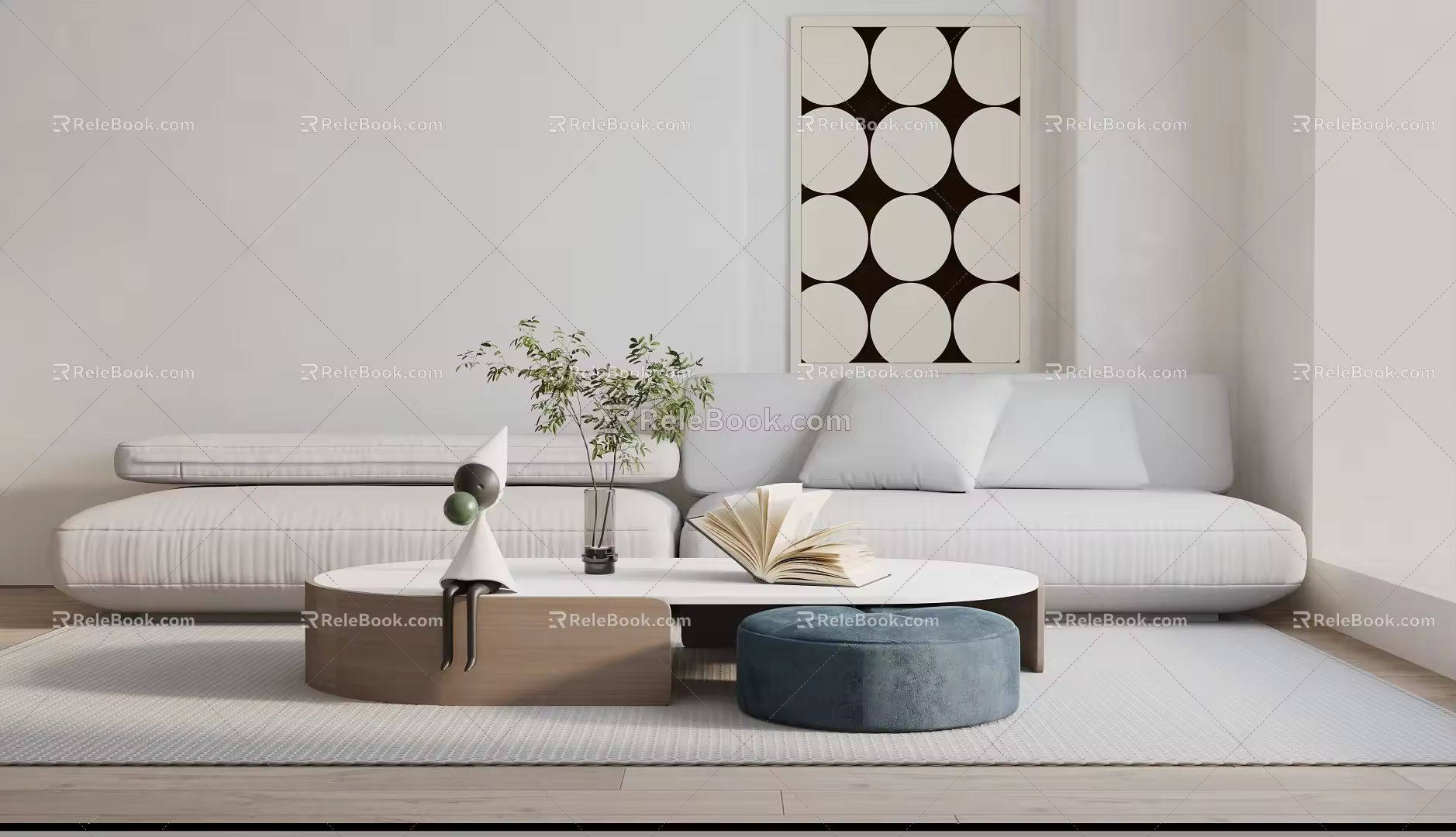 Modern double sofa 3d model