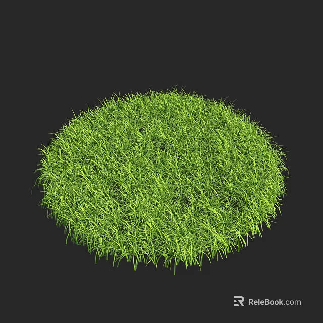 Lush Green Grass in Round Shape with Soft Vibrant Fresh Texture 3d model