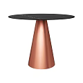 Modern Minimalist Round Table With Black Marble Top And Copper Conical Base 3d model