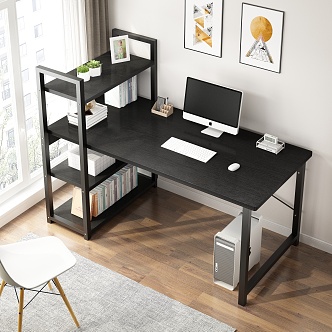 Modern Desk and Chair Desk Table and Chair Combination Computer Keyboard Hanging Painting Book Combination Ornaments 3d model