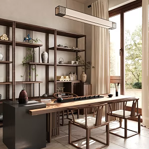 New Chinese Tea Room Tea Table and Chair Combination Tea Cabinet Tea Set 3d model