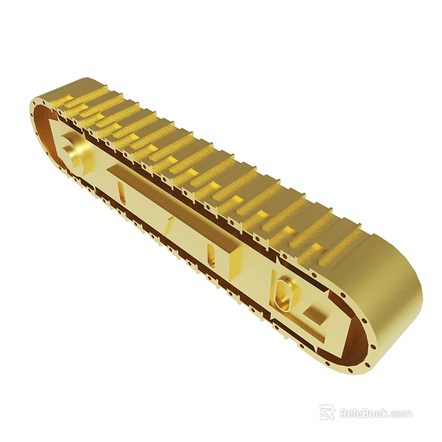 Golden Mechanical Track Structure With Segmented Design For Heavy Machinery 3d model