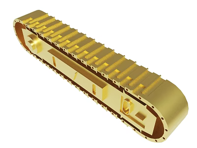Golden Mechanical Track Structure With Segmented Design For Heavy Machinery 3d model