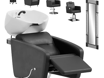 Luxury Black Leather Massage Chair With Reclining Backrest And Footrest 3d model