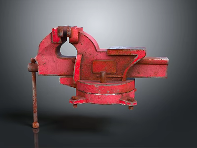 Rusty Red Bench Vise A Durable Hardware Tool With Stable Base And Metal Jaws 3d model