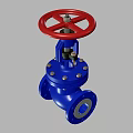 Industrial Pipeline Valve With Blue Body And Red Control Wheel