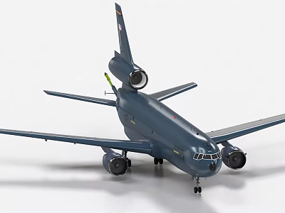 Blue Military Aircraft Model With Four Engines Landing Gear And Refueling Boom 3d model