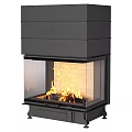 Modern ASTOV Fireplace With Glass Door And Burning Flames Black Steel Design For Home Interior