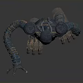 Blue Mechanical Robot Character With Long Spiral Legs And Metallic Texture 3D Model Design