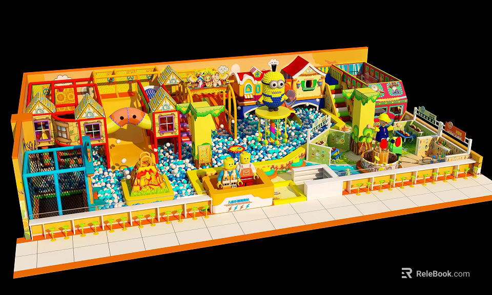 Indoor Playground Equipment With Slides Ball Pits Climbing Structures And Interactive Games For Kids 3d model 