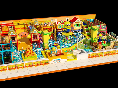 Indoor Playground Equipment With Slides Ball Pits Climbing Structures And Interactive Games For Kids 3d model
