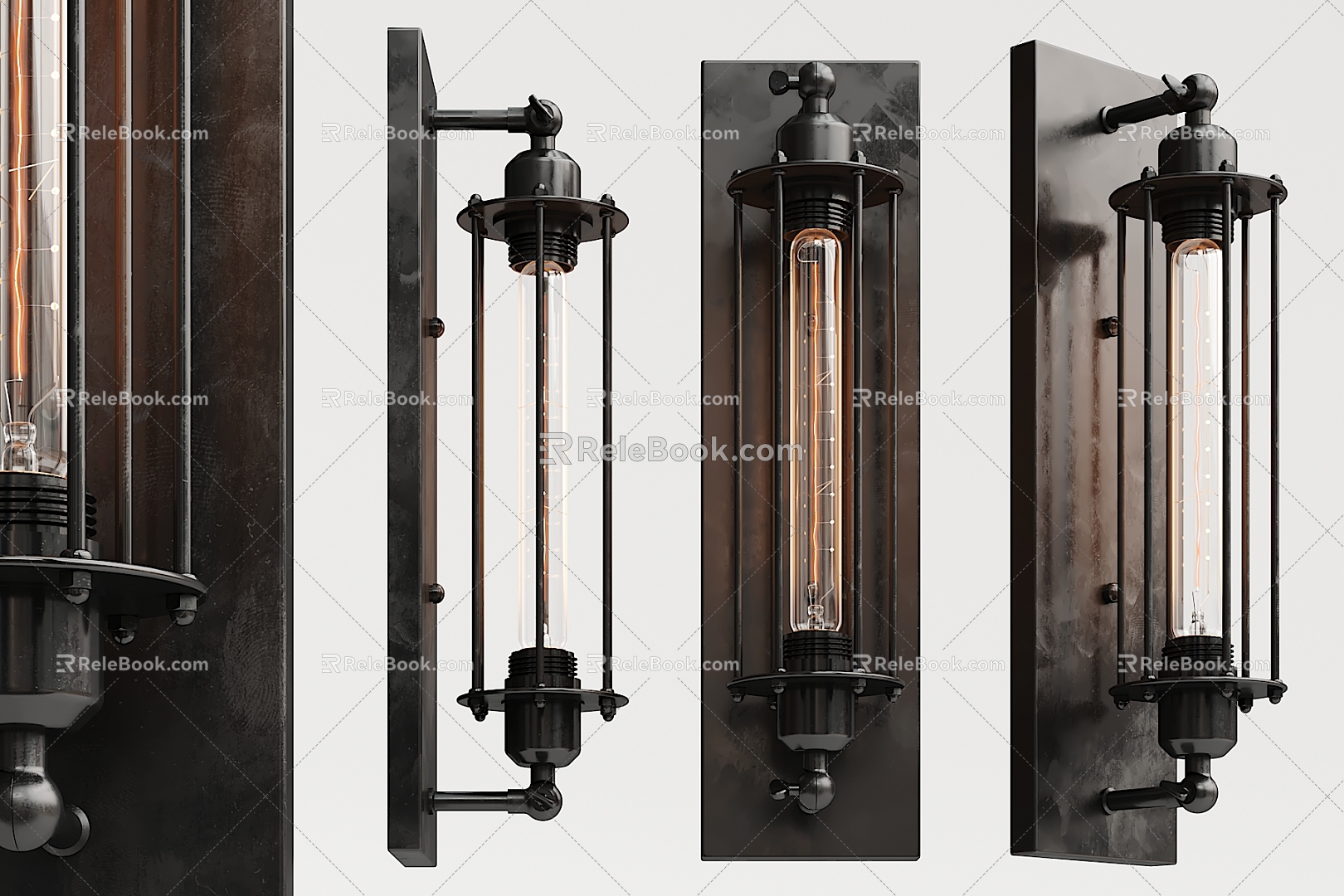 Industrial LOFT wall lamp wrought iron wall lamp 3d model