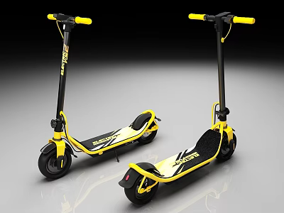 Modern Yellow And Black Electric Scooters With Sporty Design And Dual Wheels 3d model