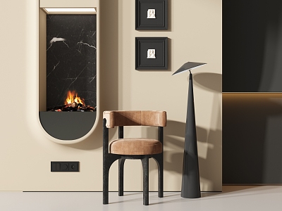 Single Chair Fireplace Floor Lamp Hanging Picture model