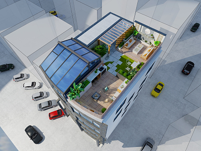 Roof Garden Modern Garden 3d model