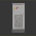 Industrial Computer Control Cabinet With Double Doors Warning Labels Ventilation Grilles And Base Stand 3d model