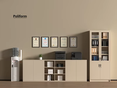 Poliform Office Interior With File Cabinet Multiple Certificates And Office Storage Solutions 3d model