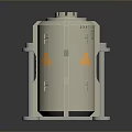 Different Industrial Containers With Green Recycling Bin Gray Control Box And Silver Cylinder