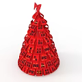 Red Christmas Tree Shaped Photo Spot With Bow And Lucky Word Ribbons