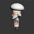 3D Cartoon Chef Sculpture With White Chef Hat Beard White Coat And Black Bow Tie