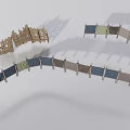 Modern Room Dividers With Wooden Frames And Multicolor Fabric Panels In Curved Design