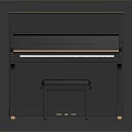 Classic Black Upright Piano With Matching Wooden Piano Bench For Home Music Room