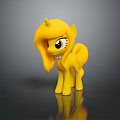 Yellow Cartoon Pony Toy With Long Hair Horn And Shiny Reflection