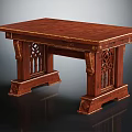 Ornate Traditional Wooden Table With Carved Legs And Gold Trim Accents