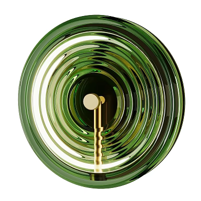 Modern Green Glass Wall Light With Spiral Design And Gold Metal Accent 3d model