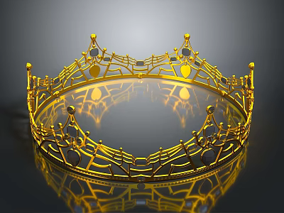 Elegant Golden Decorative Crown With Intricate Designs And Shiny Finish For Home Decor 3d model