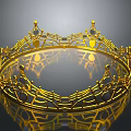 Elegant Golden Decorative Crown With Intricate Designs And Shiny Finish For Home Decor