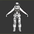 Astronaut In White Spacesuit Standing With Reflective Floor And Dark Background 3d model