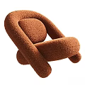 Modern Brown Leisure Chair With Plush Fabric And Curved Armrest Design