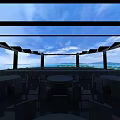 Exhibition Entrance with Transparent Ceiling and Large Windows Overlooking Sea View and Green Islands