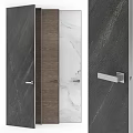 Contemporary Swing Door Design Featuring Wooden Panel Marble Texture And Sleek Metal Handle