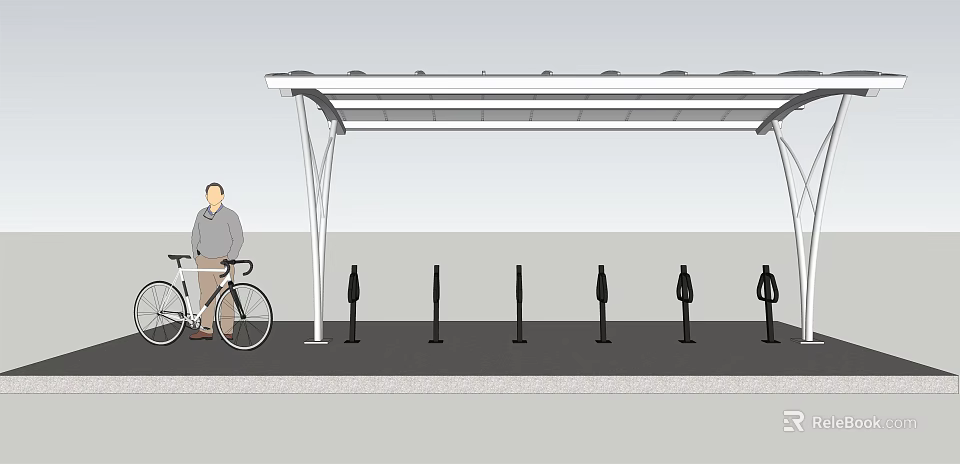 Bicycle Parking Canopy with Sheltered Structure and Outdoor Bike Racks 3d model 