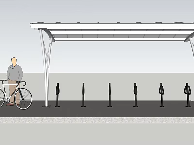 Bicycle Parking Canopy with Sheltered Structure and Outdoor Bike Racks 3d model