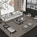New Chinese Sofa Coffee Table Combination Home 3d model