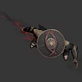 Ninja Warrior In Black Red Clothing Wearing Straw Hat And Fiery Mythical Creature Aura