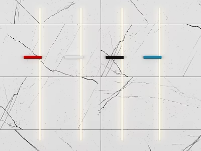Modern Colorful Wall Lamps Mounted On White Marble Wall Surface 3d model