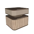 Modern Wooden Bedside Table With Stacked Design Vertical Slatted Panels And Color Contrast