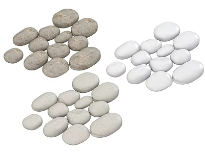 Natural Stone and Wood Decorative Elements with Various Colors and Textures 3d model